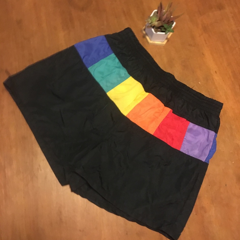 Rainbow color block shorts